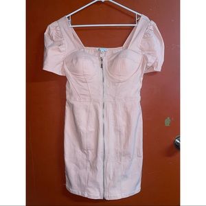 NEW Haute Monde Pink Front Zip Bustier Corset Bodycon Mini Dress